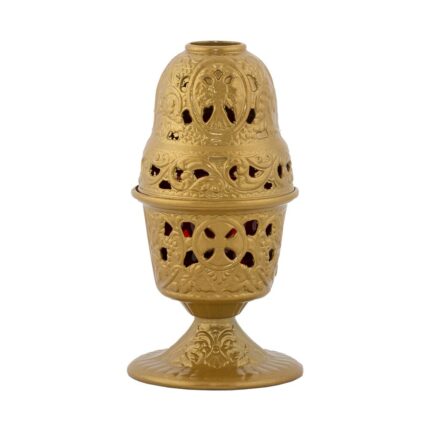 Candela antimoniu pahar sticla 17,5cm - auriu