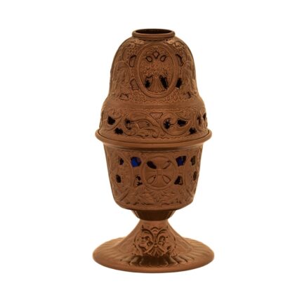 Candela antimoniu pahar sticla 17,5cm - cupru