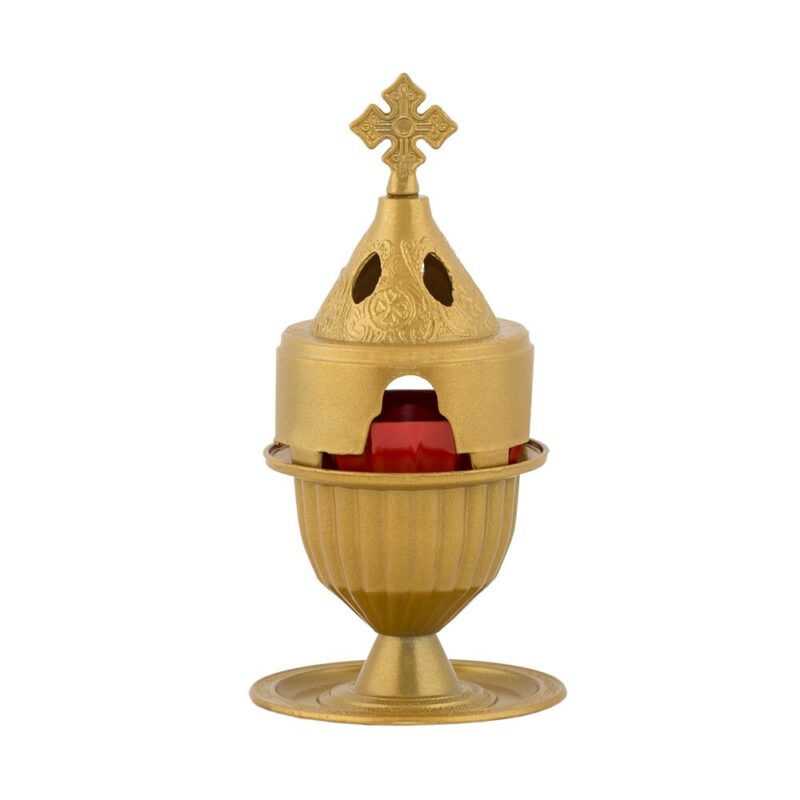 Candela antimoniu pahar metal 18cm - auriu