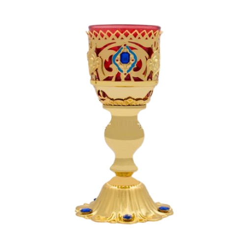 Candela metal auriu cu email si pietre 22 cm Alina's Orthodox Store