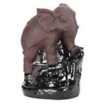 Suport de tamaie cu elefant, Mmgoqqt, ceramica, 15x9.5cm, negru/rosu