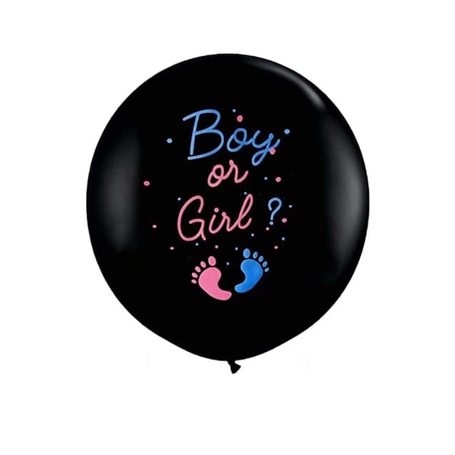 Balon confetti Gender Reveal, fetita sau baietel, dezvaluirea sexului bebelusului 90 cm, negru