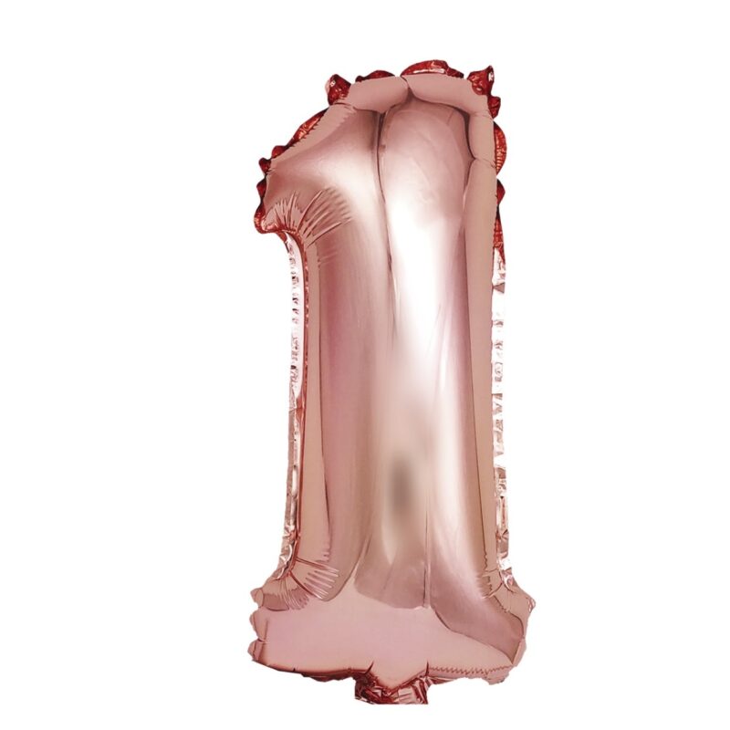 Balon din folie metalizata Rose Gold, Mirific Party, Cifra 1, 40 cm, Coral, roz