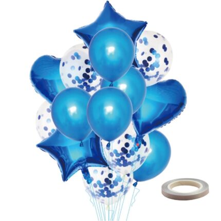 Set 15 baloane, Margot, Folie de aluminiu/Latex, Albastru