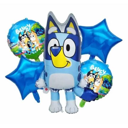 Set 5 baloane Bluey, folie, cu supapa de autoetansare, 45-70 cm, Albastru