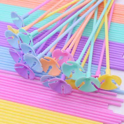 Set 10 bete cu rozete pentru baloane, pastel, 42 cm