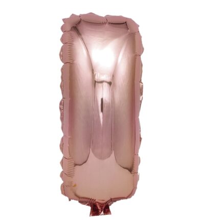 Balon din folie metalizata Rose Gold, Mirific Party, Litera I, 40 cm, Coral, roz