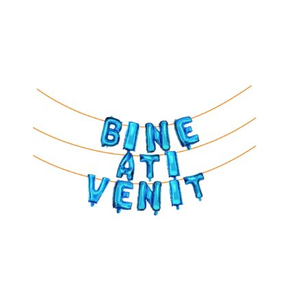 Baloane din folie metalizata Albastru, Mirific Party, "BINE ATI VENIT", 6 m x 45 cm, BLUE