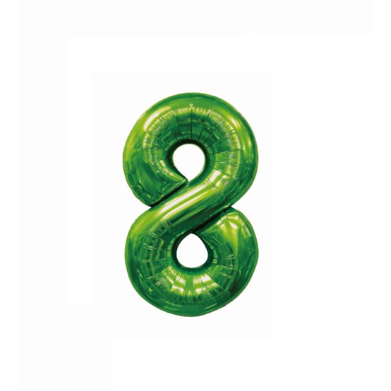 Balon din folie metalizata, Cifra 8, 100 cm, Verde