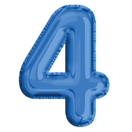 Balon din Folie de aluminiu, Albastru, Cifra 4, diametru 40 cm, Robentoys