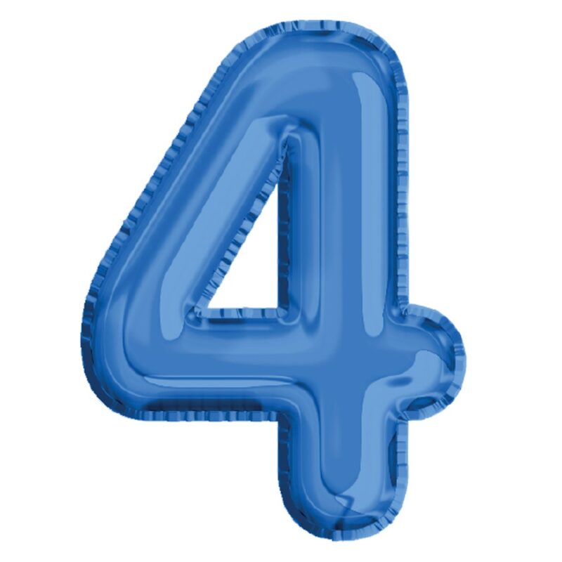 Balon din Folie de aluminiu, Albastru, Cifra 4, diametru 40 cm, Robentoys