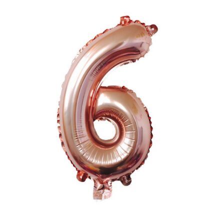 Balon din Folie Flippy, Cifra 6, 81 cm, Pentru Aer sau Heliu, Roz Auriu