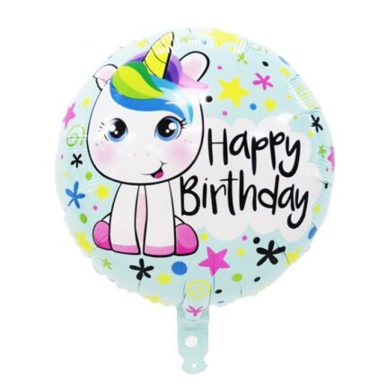 Balon folie rotund unicorn Happy Birthday 45 cm