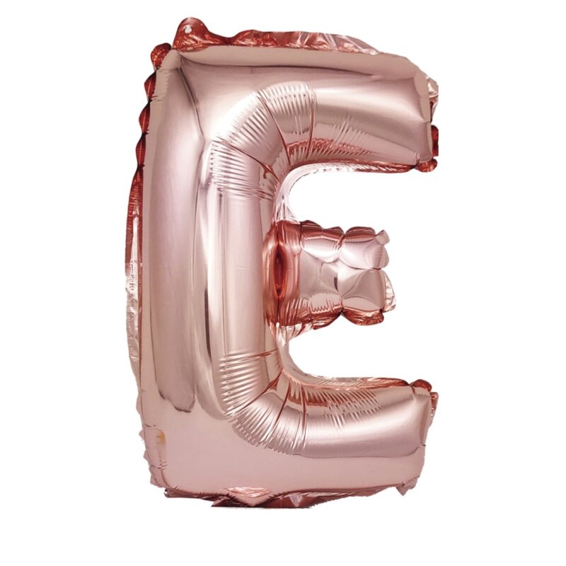 Balon din folie metalizata Rose Gold, Mirific Party, Litera E, 40 cm, Coral, roz