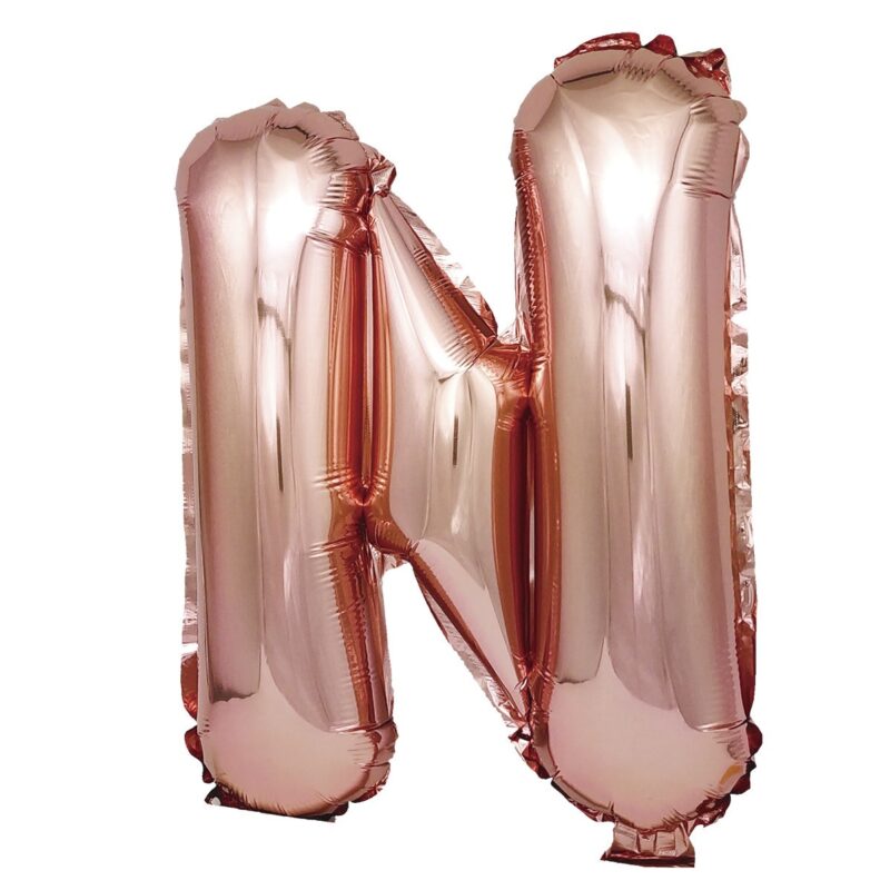 Balon din folie metalizata Rose Gold, Mirific Party, Litera N, 40 cm, Coral, roz