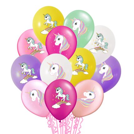 Set 12 Baloane Latex 30cm Asortate cu print Color Unicorn, BLS20225, Balloons Shop