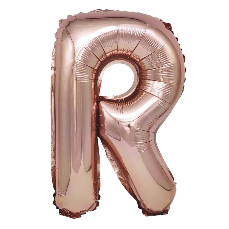 Balon din folie metalizata Rose Gold, Mirific Party, Litera R, 40 cm, Coral, roz
