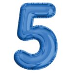 Balon din Folie de aluminiu, Albastru, Cifra 5, diametru 40 cm, Robentoys