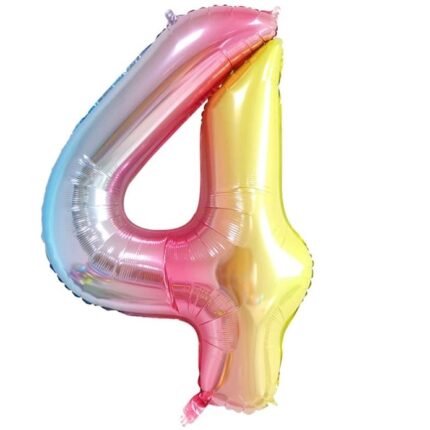 Balon folie, ESB, Curcubeu, cifra 4, 105 cm