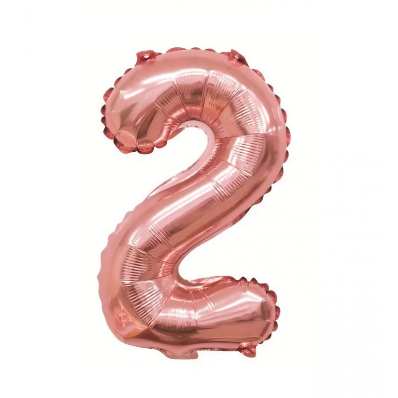 Balon din Folie Flippy, Cifra 2, 81 cm, Pentru Aer sau Heliu, Roz Auriu