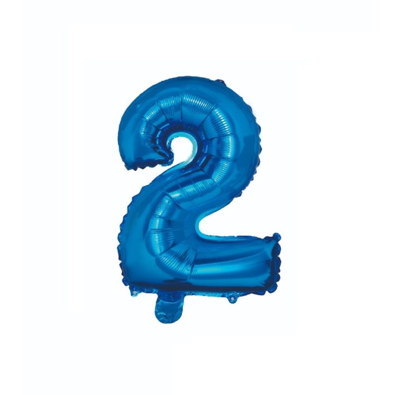 Balon din folie metalizata, Cifra 2, 100 cm, Albastru