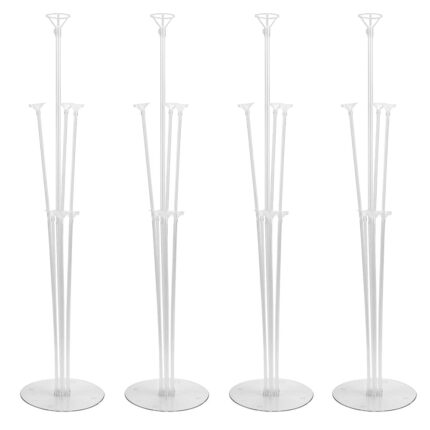 Set 4 Suport baloane, Oricean®, Pentru 7 baloane, inaltime 70 cm, transparent