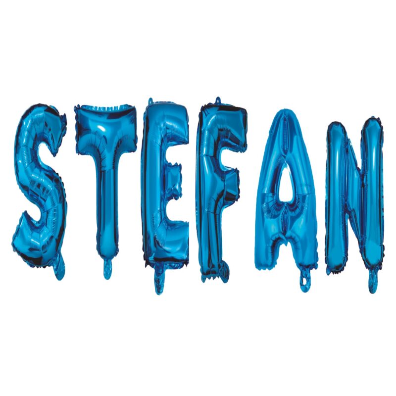 Set Baloane Litere Nume Stefan, Albastru, Wili Topper Rom, 40Cm