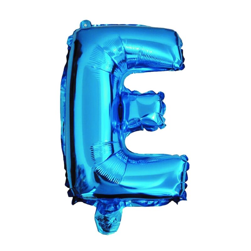 Balon din folie metalizata Albastru, Mirific Party, Litera E, 40 cm