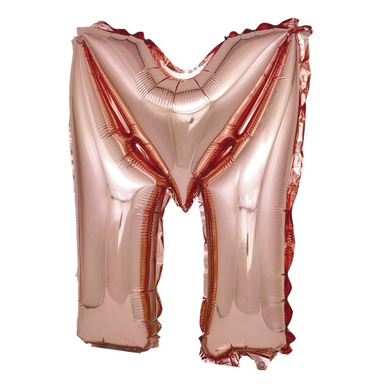Balon din folie metalizata Rose Gold, Mirific Party, Litera M, 40 cm, Coral, roz