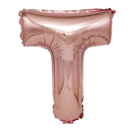 Balon din folie metalizata Rose Gold, Mirific Party, Litera T, 40 cm, Coral, roz