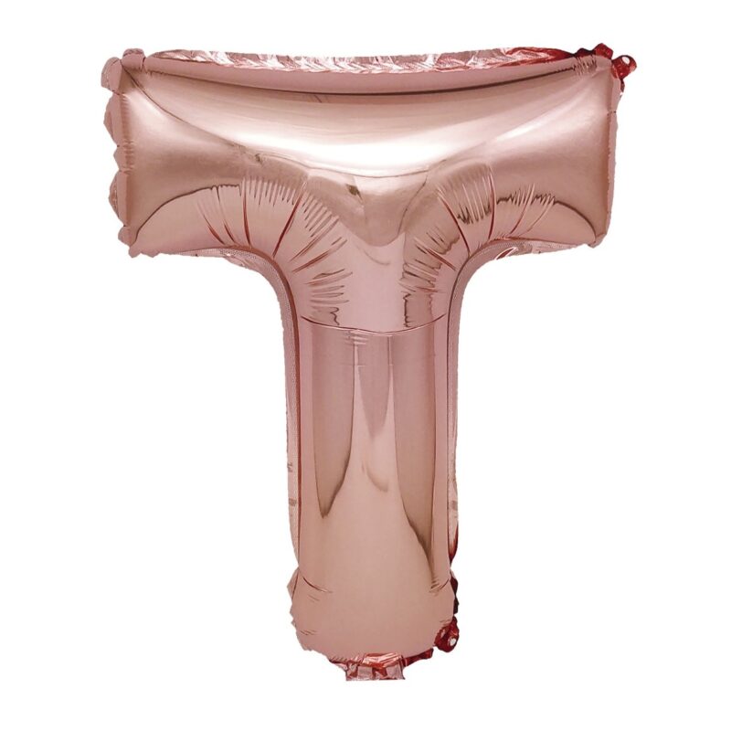 Balon din folie metalizata Rose Gold, Mirific Party, Litera T, 40 cm, Coral, roz