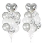 Buchet 20 baloane Aniversare, Argintiu, It's Party Time