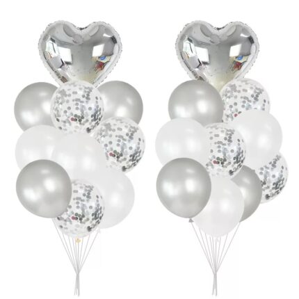 Buchet 20 baloane Aniversare, Argintiu, It's Party Time