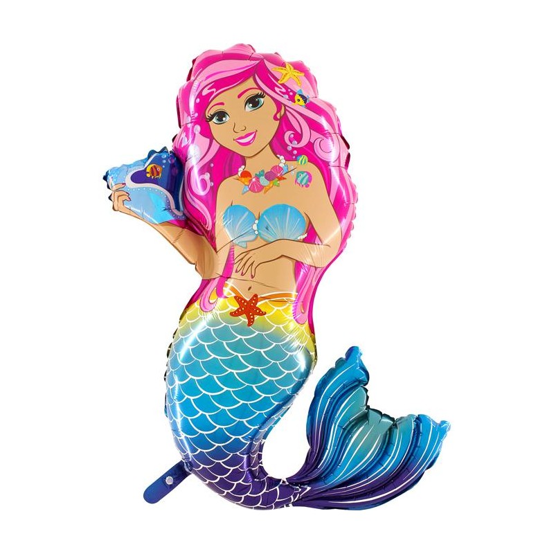 Balon figurina Sirena, multicolor, 90 cm x 60 cm