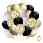 Set baloane NEW HUAAO, negru si auriu cu confetti, pentru petreceri, 50 buc.