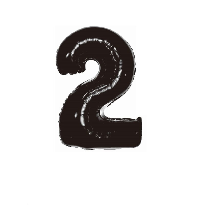 Balon din folie metalizata, Cifra 2, 100 cm, Negru