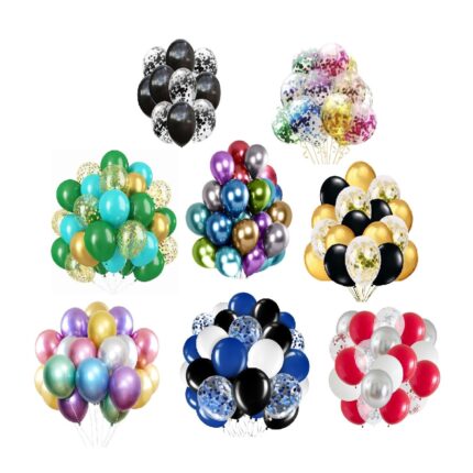 Set 100 baloane Crazy Party, petrecere, nunta, material latex metalizat cu confetti in interior, forma ovala 30 cm, multicolor, HAPPY JOKER®