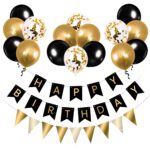 Set baloane petrecere, ZUNSEAT, 12'', Negru/Auriu