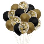 Set baloane, Zola®, auriu / negru, 16 bucati, cu confeti aurii