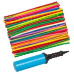 Set 100 Baloane multicolore din latex pentru modelaj si Pompa manuala, pentru petreceri, plaja si nisip, Ropet