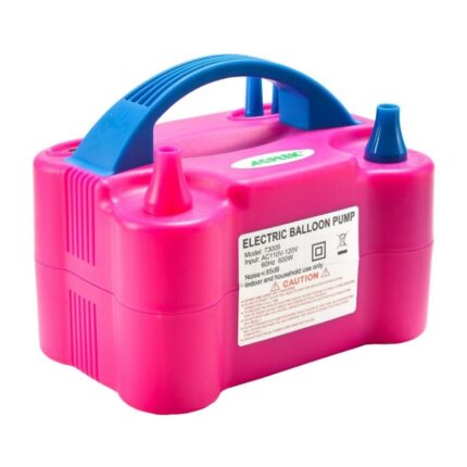 Compresor Profesional pentru umflat baloane si obiecte gonflabile, Putere 600 W, Alimentare 220 V, Culoare Roz / Albastru