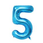 Balon din Folie Flippy, Cifra 5, 81 cm, Pentru Aer sau Heliu, Albastru