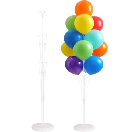 Set 2 suporturi pentru baloane, Axroad Mall, Aranjament 13 baloane, Cu suport, baza si stalp, Pentru absolvire, ziua de nastere, nunta, Montaj rapid simplu, Inaltime reglabila, Lungime 130cm, Transparent