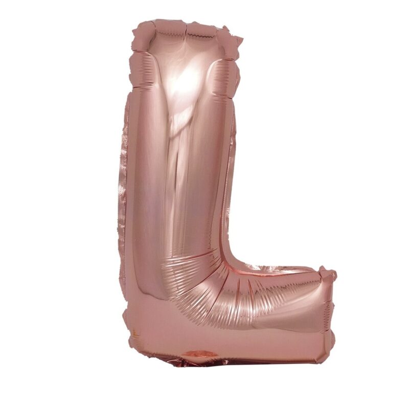 Balon din folie metalizata Rose Gold, Mirific Party, Litera L, 40 cm, Coral, roz