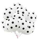 Set 10 baloane latex minge de fotbal, It's Party Time, 30 cm, alb / negru