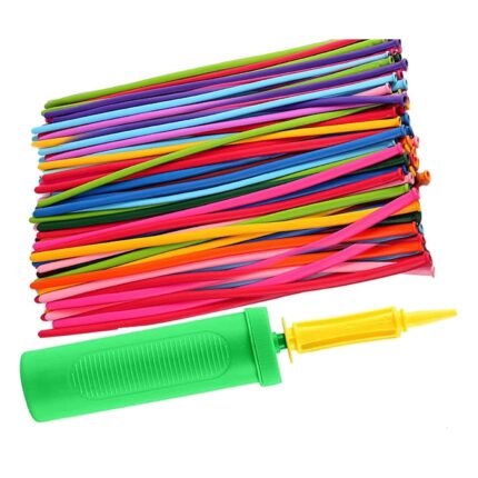 Set 100 baloane de modelaj multicolore, 152x5cm plus pompa manuala profesionala cu dublu sens