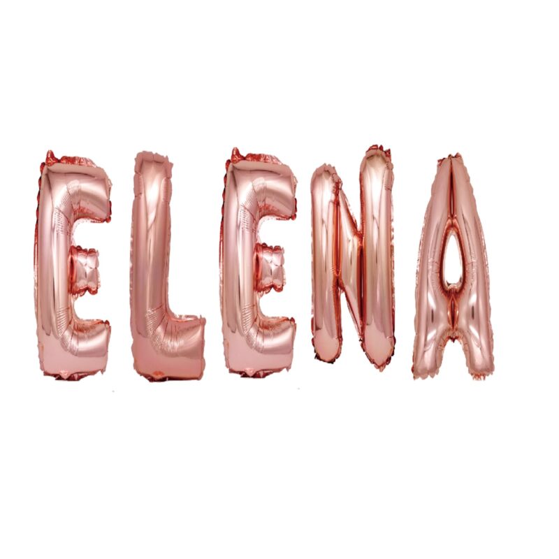 Set Baloane Litere Nume Elena, Roz gold, Wili Topper Rom, 40Cm