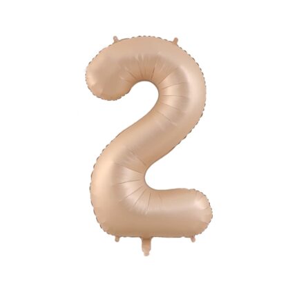 Balon din folie cifra 2, culoare satin crem bej, It's Party Time, 100 cm