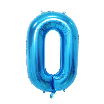 Balon din Folie Flippy, Cifra 0, 81 cm, Pentru Aer sau Heliu, Albastru
