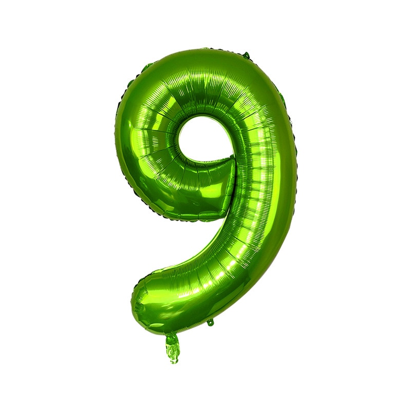 Balon din folie metalizata, Cifra 9, 100 cm, Verde